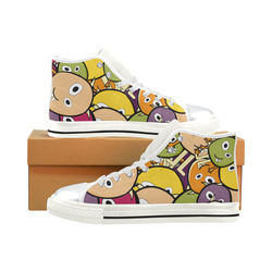 monster colorful doodle High Top Canvas Shoes for Kid (Model 017)