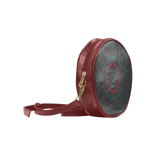 red with green mandala circular Round Sling Bag (Model 1647)