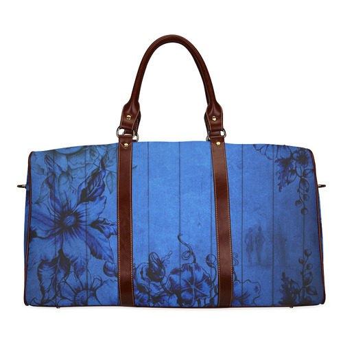 Blue Wall Flowers Waterproof Travel Bag/Small (Model 1639)