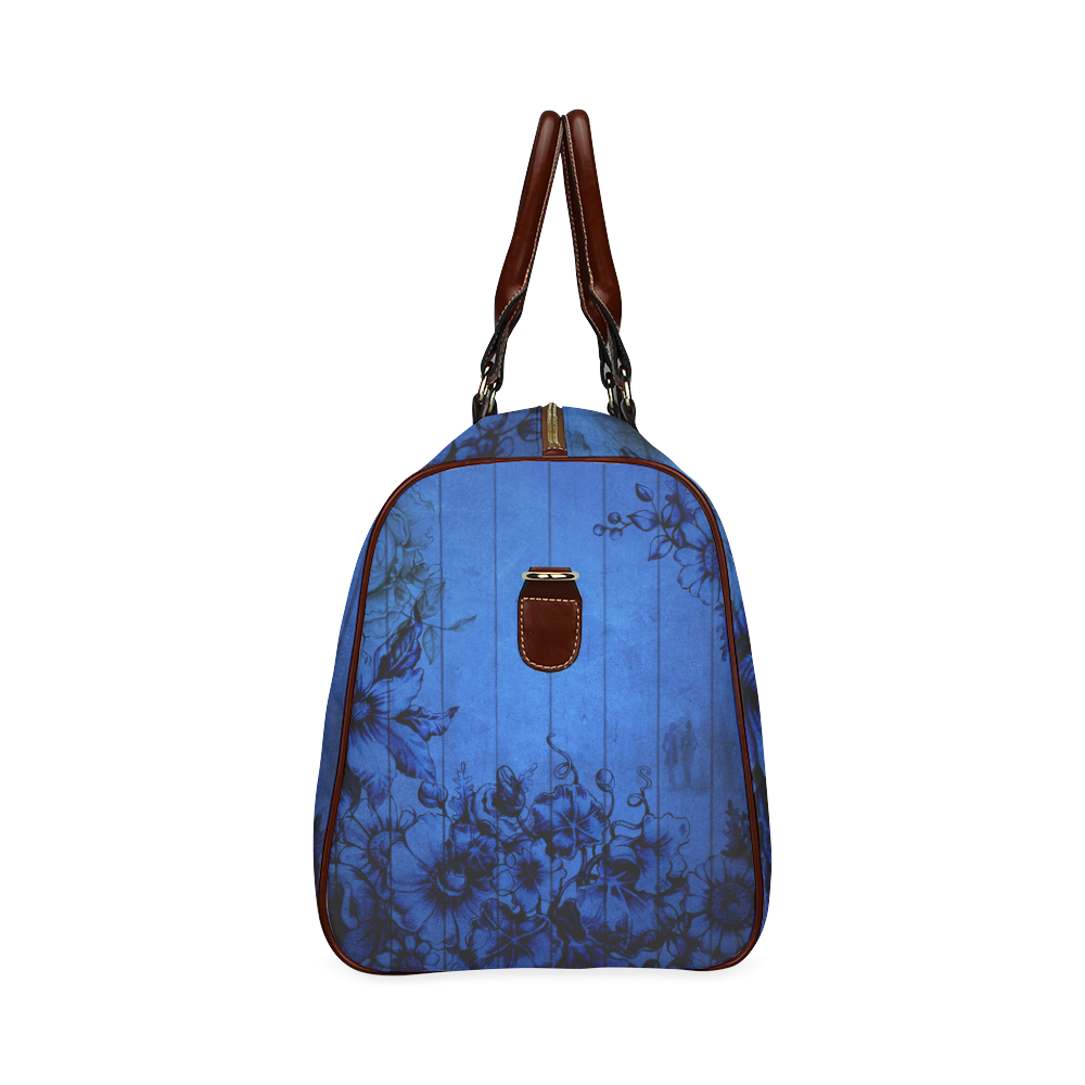 Blue Wall Flowers Waterproof Travel Bag/Small (Model 1639)