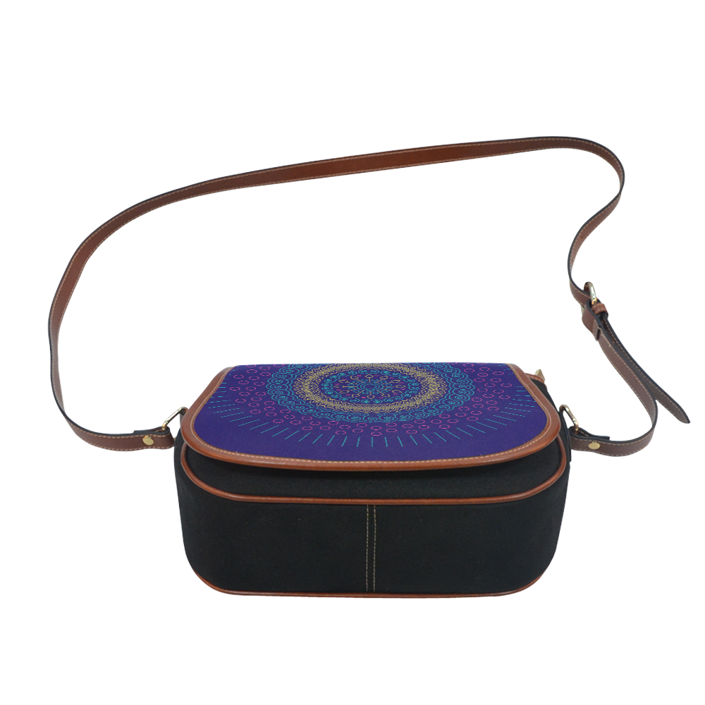 blue mandala circular Saddle Bag/Small (Model 1649)(Flap Customization)