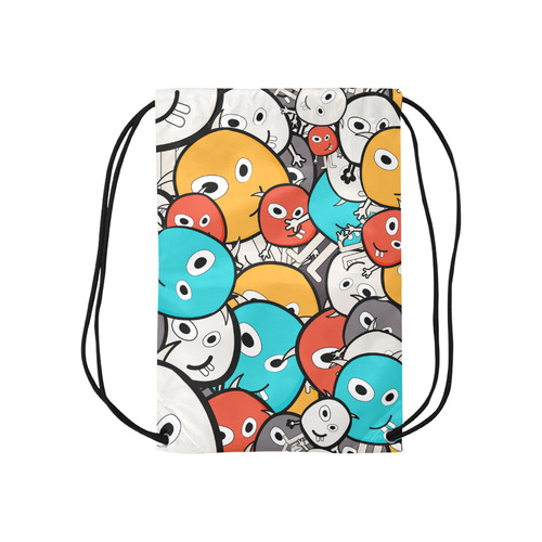 multicolor doodle monsters Small Drawstring Bag Model 1604 (Twin Sides) 11"(W) * 17.7"(H)