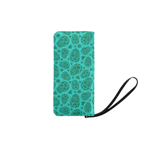 Sugar Skull Pattern - Teal Women's Clutch Purse (Model 1637)