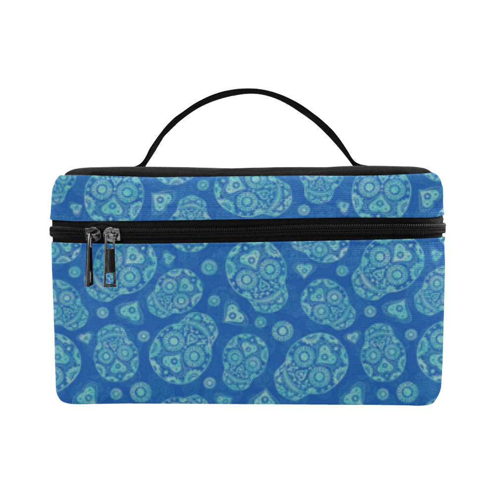 Sugar Skull Pattern - Blue Cosmetic Bag/Large (Model 1658)