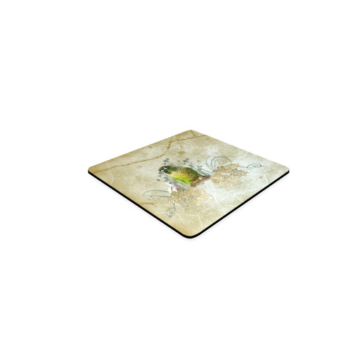 Sweet parrot with floral elements Square Coaster