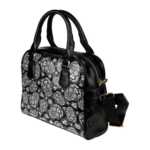 Sugar Skull Pattern - Black and White Shoulder Handbag (Model 1634)