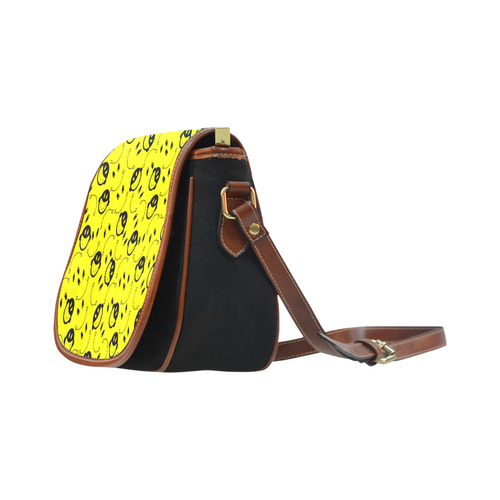 monkey tongue out on yellow Saddle Bag/Small (Model 1649)(Flap Customization)