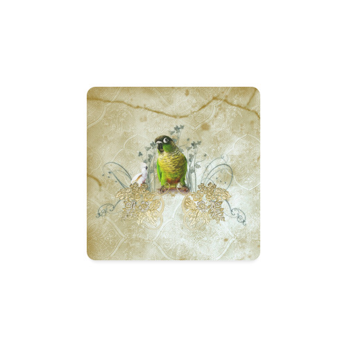 Sweet parrot with floral elements Square Coaster