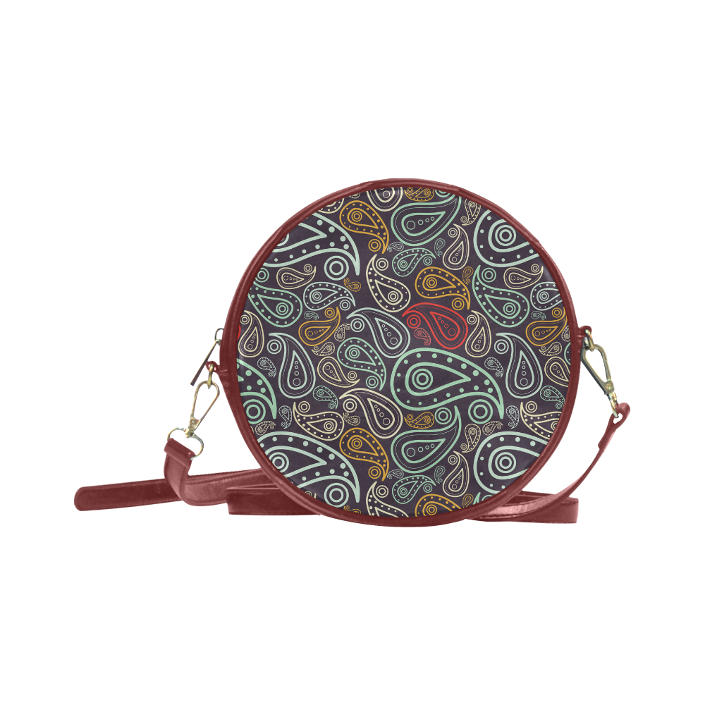 colorful paisley Round Sling Bag (Model 1647)