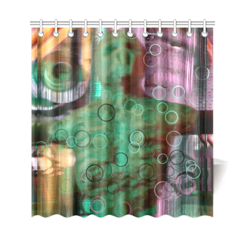 Green Orange Pink Nightmare Glitch photomanip Shower Curtain 69"x72"