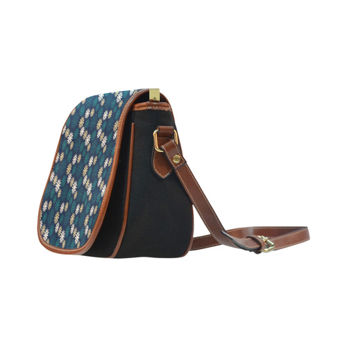 Blue Symbolic Camomiles Floral Saddle Bag/Small (Model 1649)(Flap Customization)