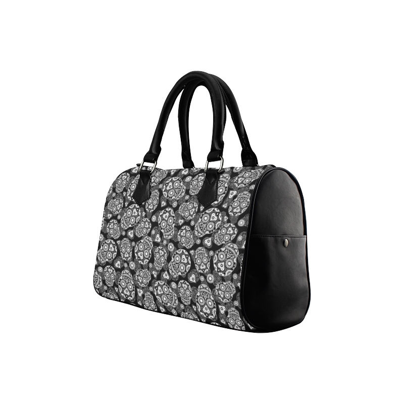 Sugar Skull Pattern - Black and White Boston Handbag (Model 1621)