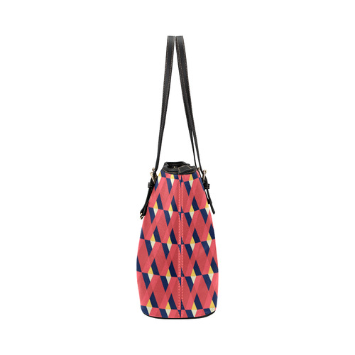 red triangle tile ceramic Leather Tote Bag/Small (Model 1651)