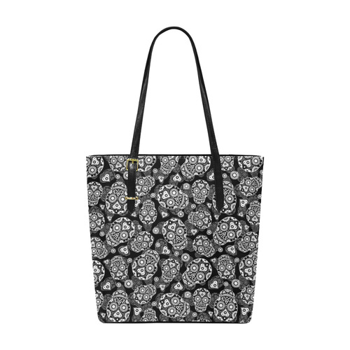 Sugar Skull Pattern - Black and White Euramerican Tote Bag/Small (Model 1655)