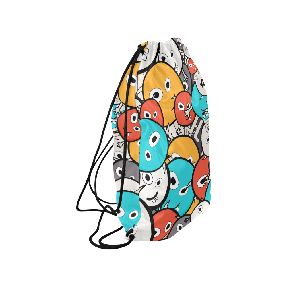 multicolor doodle monsters Small Drawstring Bag Model 1604 (Twin Sides) 11"(W) * 17.7"(H)