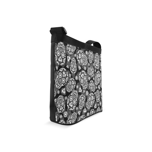 Sugar Skull Pattern - Black and White Crossbody Bags (Model 1613)