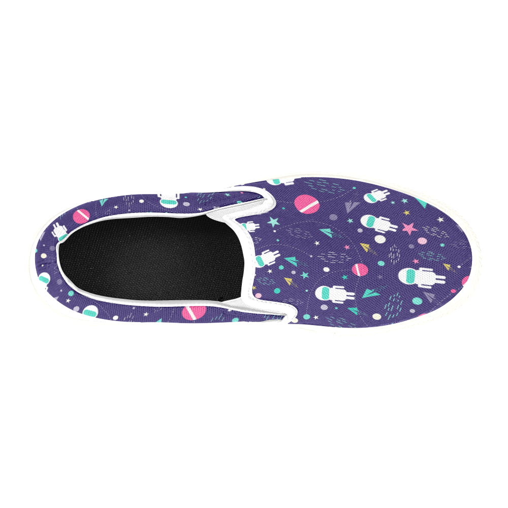 Cute Doodle Astronauts Slip-on Canvas Shoes for Kid (Model 019)