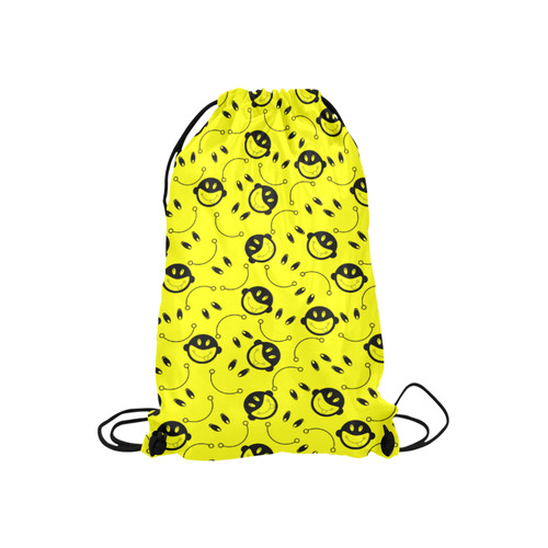 monkey tongue out on yellow Small Drawstring Bag Model 1604 (Twin Sides) 11"(W) * 17.7"(H)