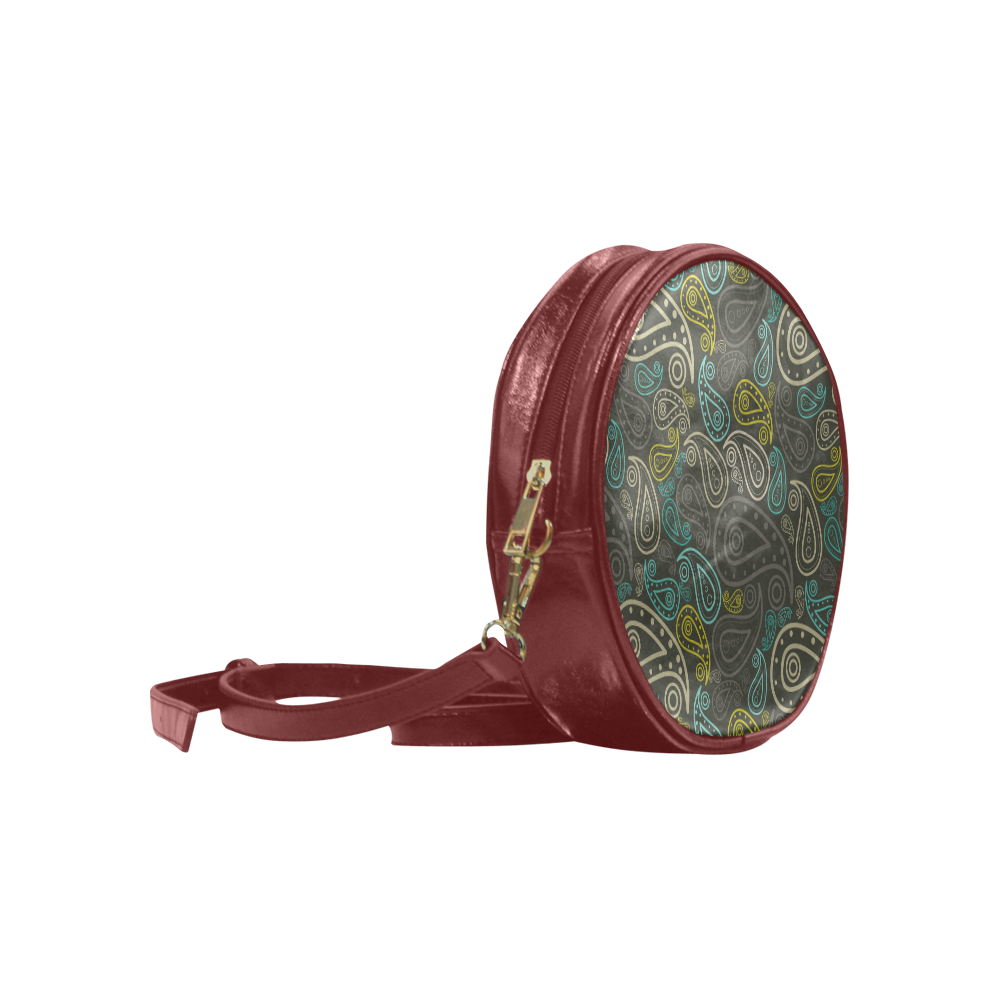 paisley art Round Sling Bag (Model 1647)