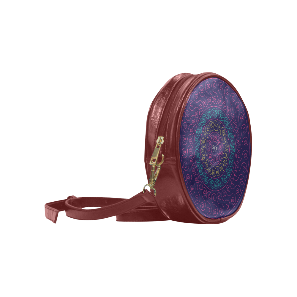 simply pink circular design mandala Round Sling Bag (Model 1647)
