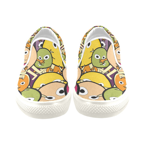 monster colorful doodle Slip-on Canvas Shoes for Kid (Model 019)