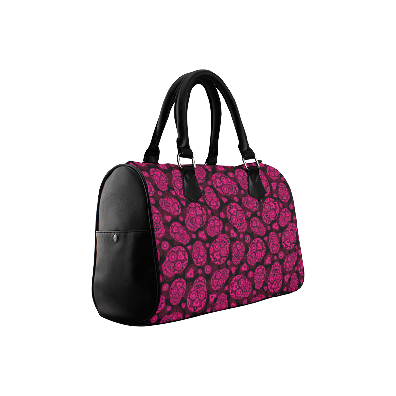 Sugar Skull Pattern - Pink Boston Handbag (Model 1621)