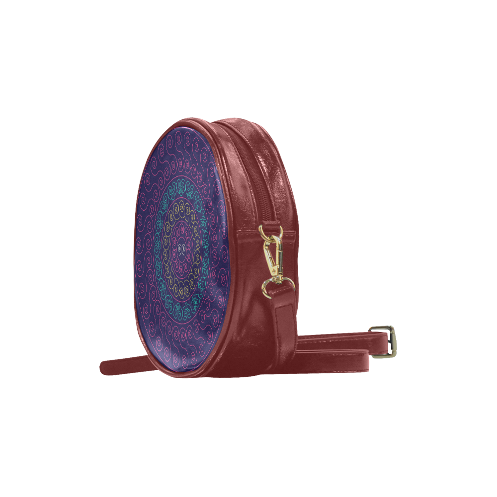 simply pink circular design mandala Round Sling Bag (Model 1647)