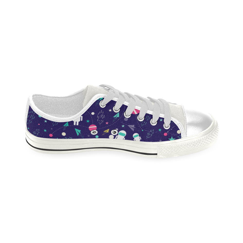Cute Doodle Astronauts Low Top Canvas Shoes for Kid (Model 018)