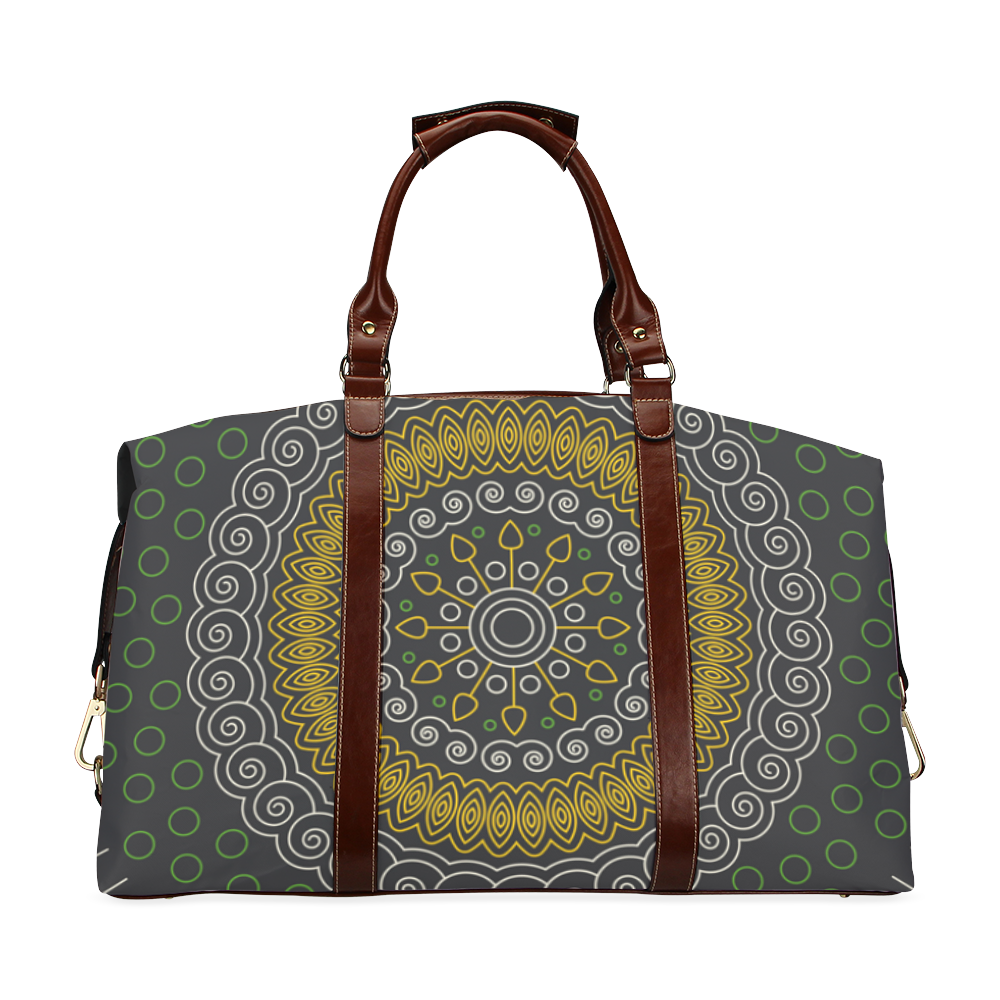 green with yellow mandala circular Classic Travel Bag (Model 1643) Remake