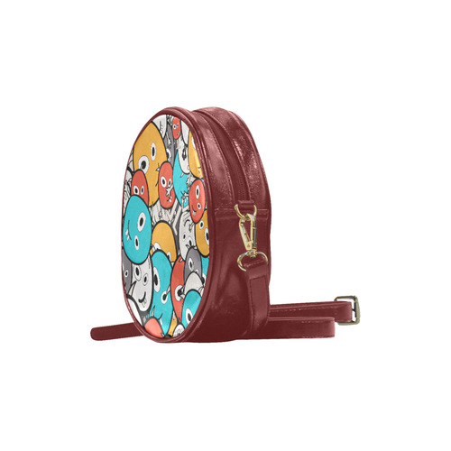 multicolor doodle monsters Round Sling Bag (Model 1647)