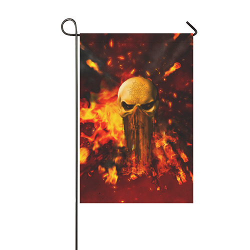 Amazing skull with fire Garden Flag 12‘’x18‘’（Without Flagpole）