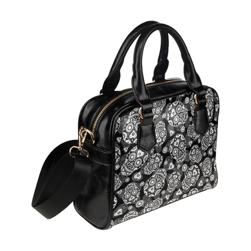 Sugar Skull Pattern - Black and White Shoulder Handbag (Model 1634)