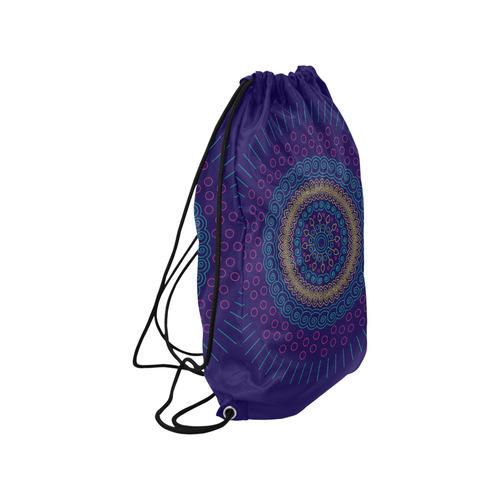 blue mandala circular Small Drawstring Bag Model 1604 (Twin Sides) 11"(W) * 17.7"(H)