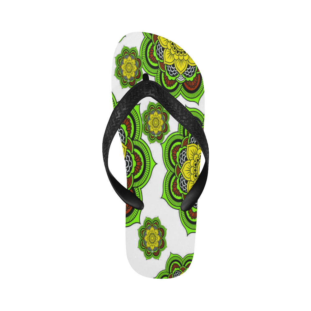 mandalas WHITE FLOP Flip Flops for Men/Women (Model 040)