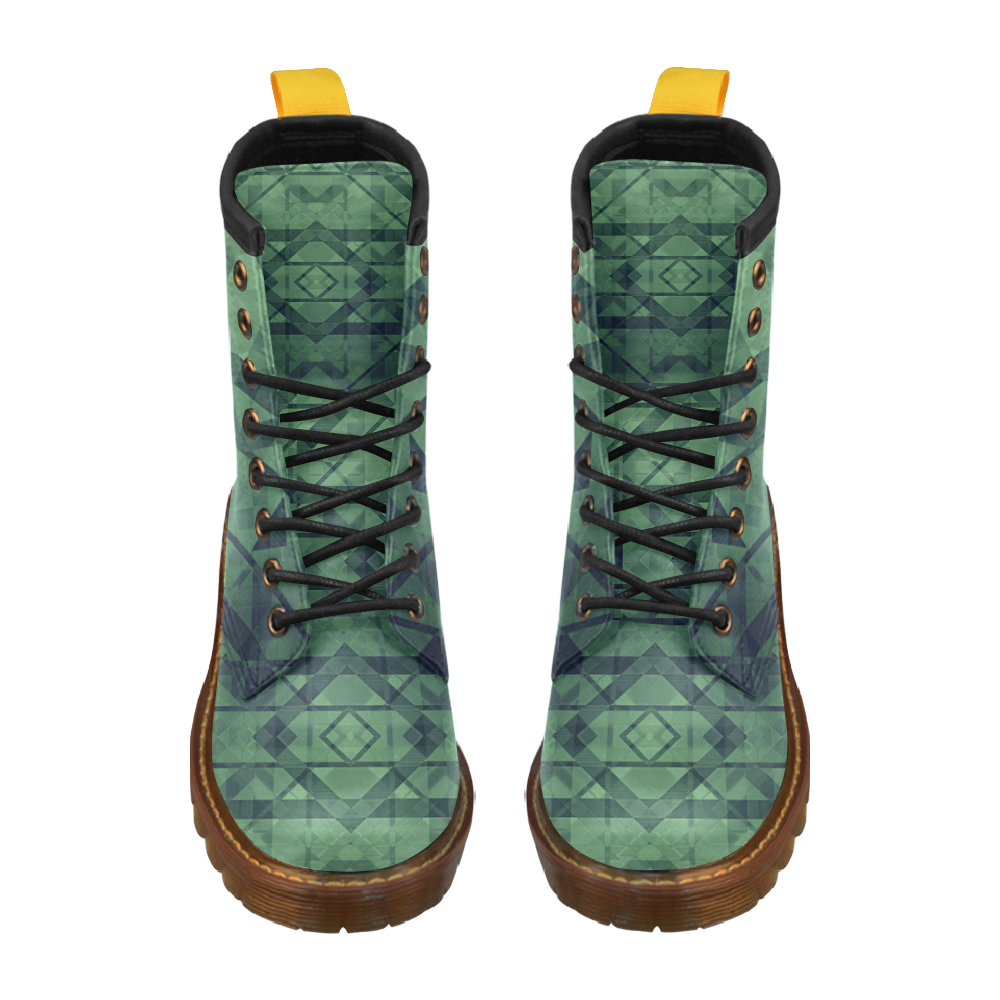 Sci-Fi Green Monster Geometric design Modern style High Grade PU Leather Martin Boots For Women Model 402H