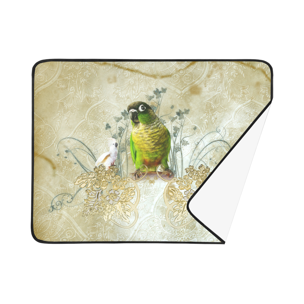 Sweet parrot with floral elements Beach Mat 78"x 60"