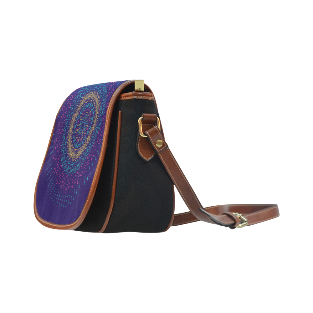 blue mandala circular Saddle Bag/Small (Model 1649)(Flap Customization)