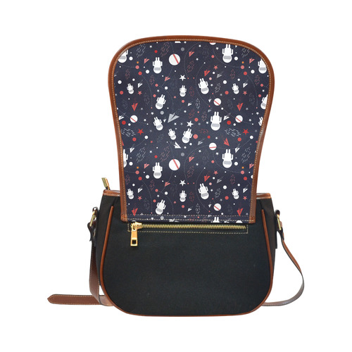 Astronaut Doodle Saddle Bag/Small (Model 1649)(Flap Customization)