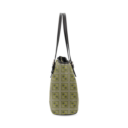 African Fabric Leather Tote Bag/Small (Model 1640)