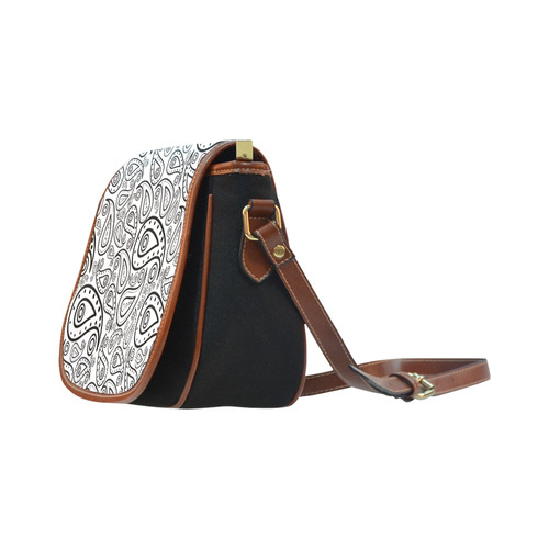 black and white paisley Saddle Bag/Small (Model 1649)(Flap Customization)
