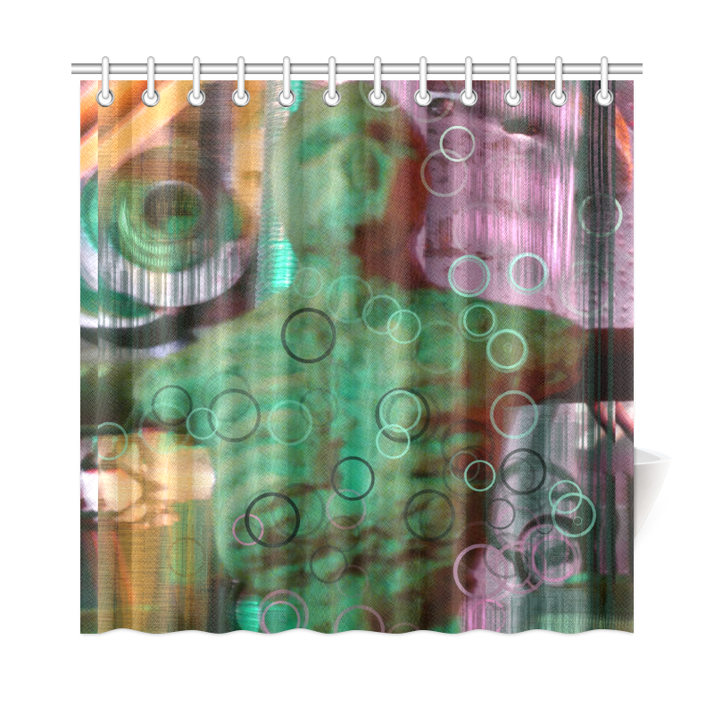 Green Orange Pink Nightmare Glitch photomanip Shower Curtain 72"x72"