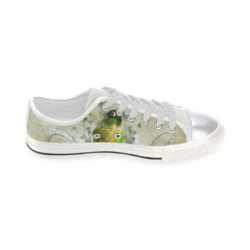 Sweet parrot with floral elements Women's Classic Canvas Shoes (Model 018)