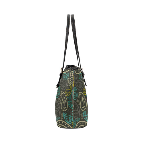 paisley art Leather Tote Bag/Small (Model 1651)