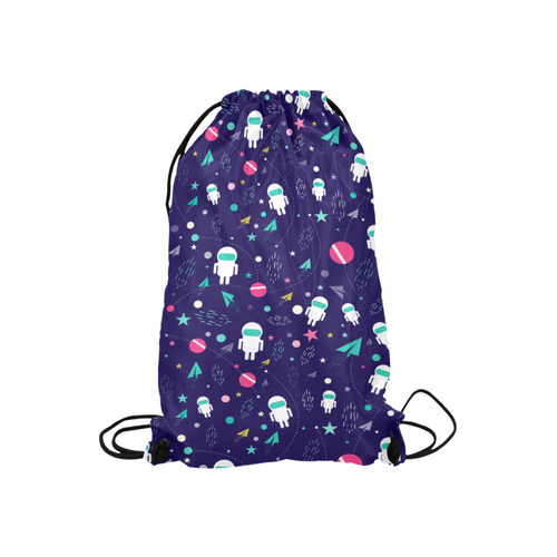 Cute Doodle Astronauts Small Drawstring Bag Model 1604 (Twin Sides) 11"(W) * 17.7"(H)