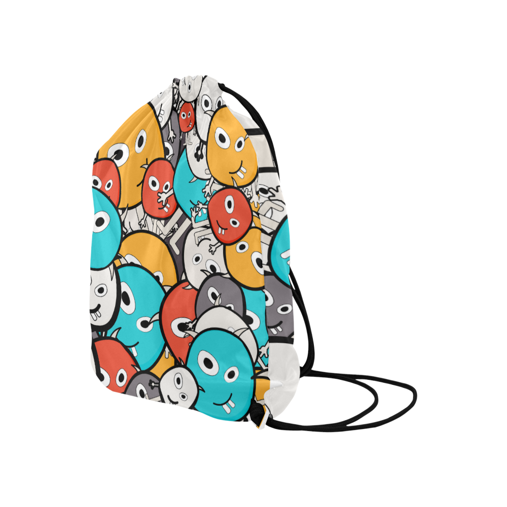 multicolor doodle monsters Large Drawstring Bag Model 1604 (Twin Sides)  16.5"(W) * 19.3"(H)