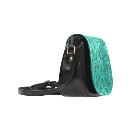 Sugar Skull Pattern - Teal Classic Saddle Bag/Small (Model 1648)