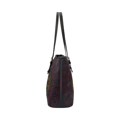 simply circular design mandala Leather Tote Bag/Large (Model 1651)