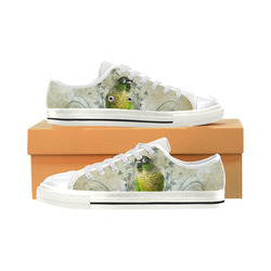Sweet parrot with floral elements Women's Classic Canvas Shoes (Model 018)