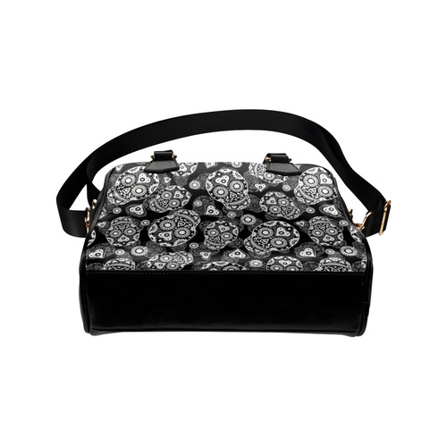 Sugar Skull Pattern - Black and White Shoulder Handbag (Model 1634)