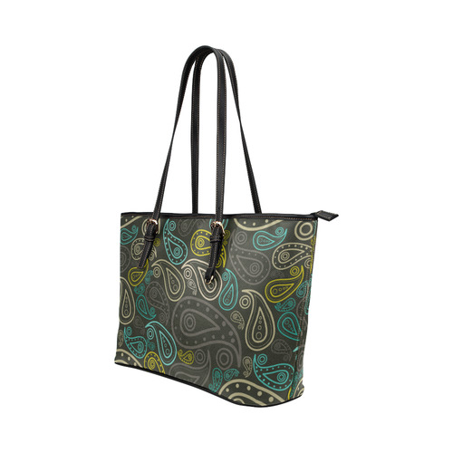 paisley art Leather Tote Bag/Large (Model 1651)